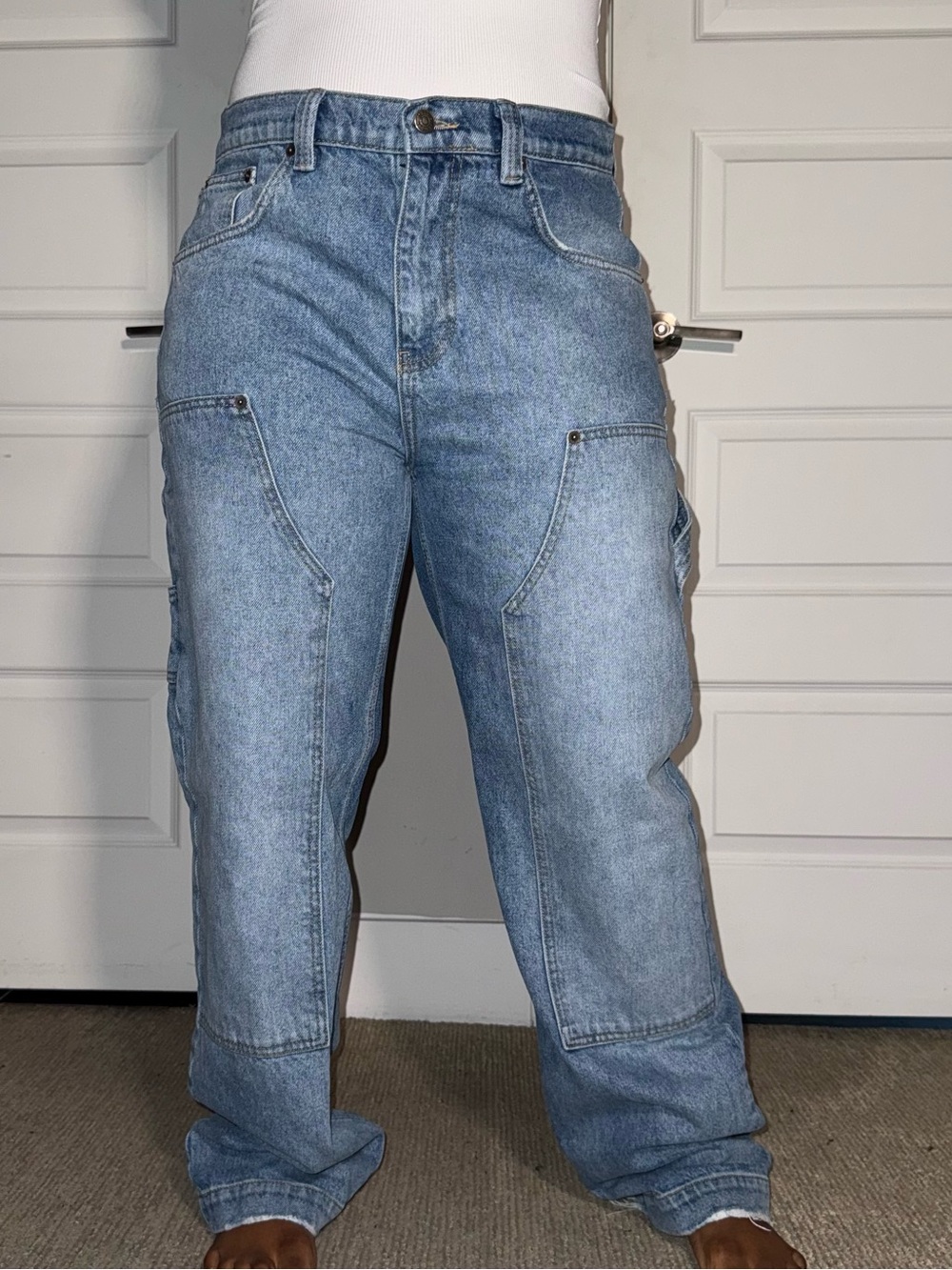 Jaded London Mid-Wash Skater Carpenter Jeans